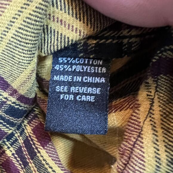 Sun Diego Shirt Mens Medium Yellow Plaid Flannel Long Sleeve Button Up‎ Casual - Picture 5 of 9